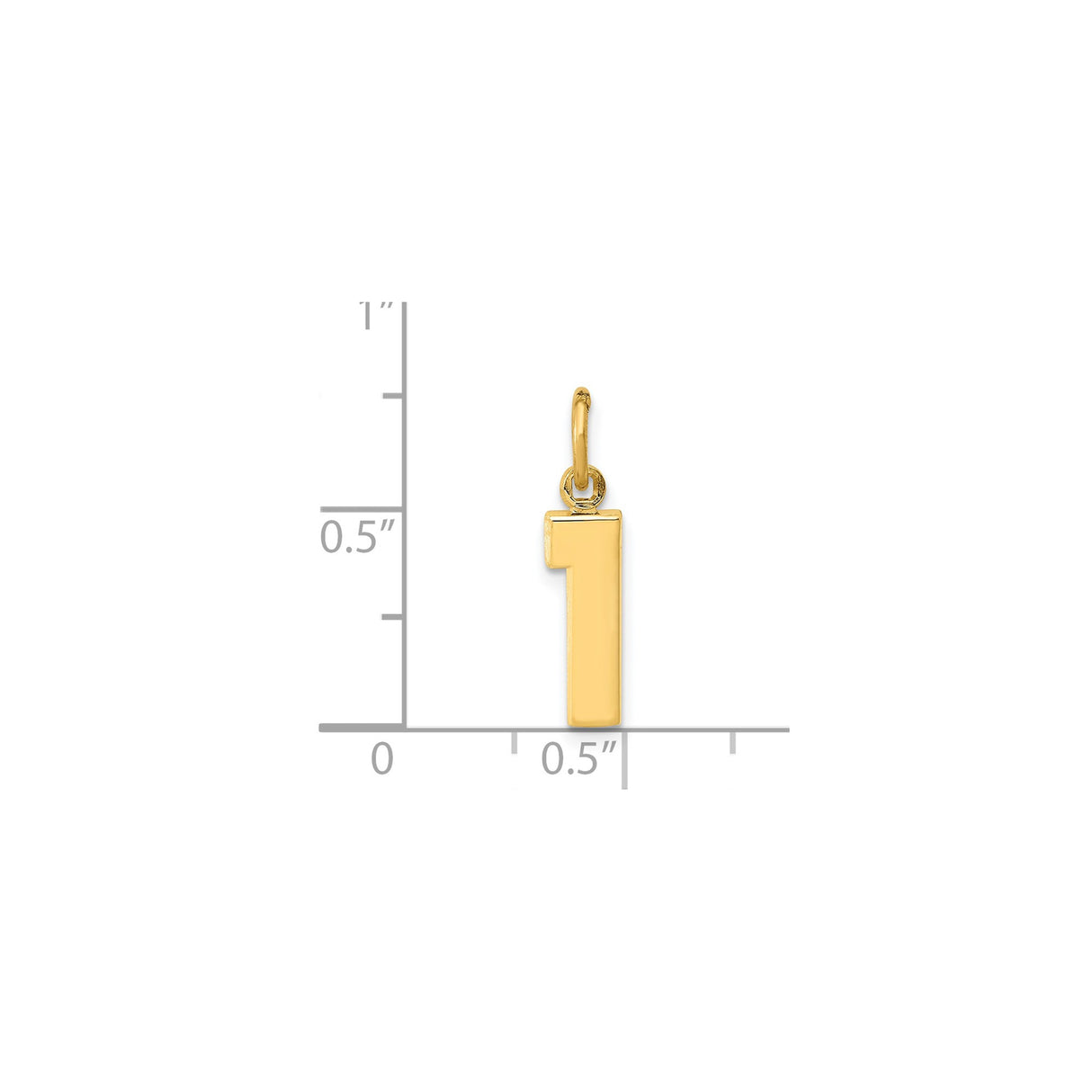 14k Yellow Gold Number One Pendant Charm, Polished Block Font, Unisex Jewelry