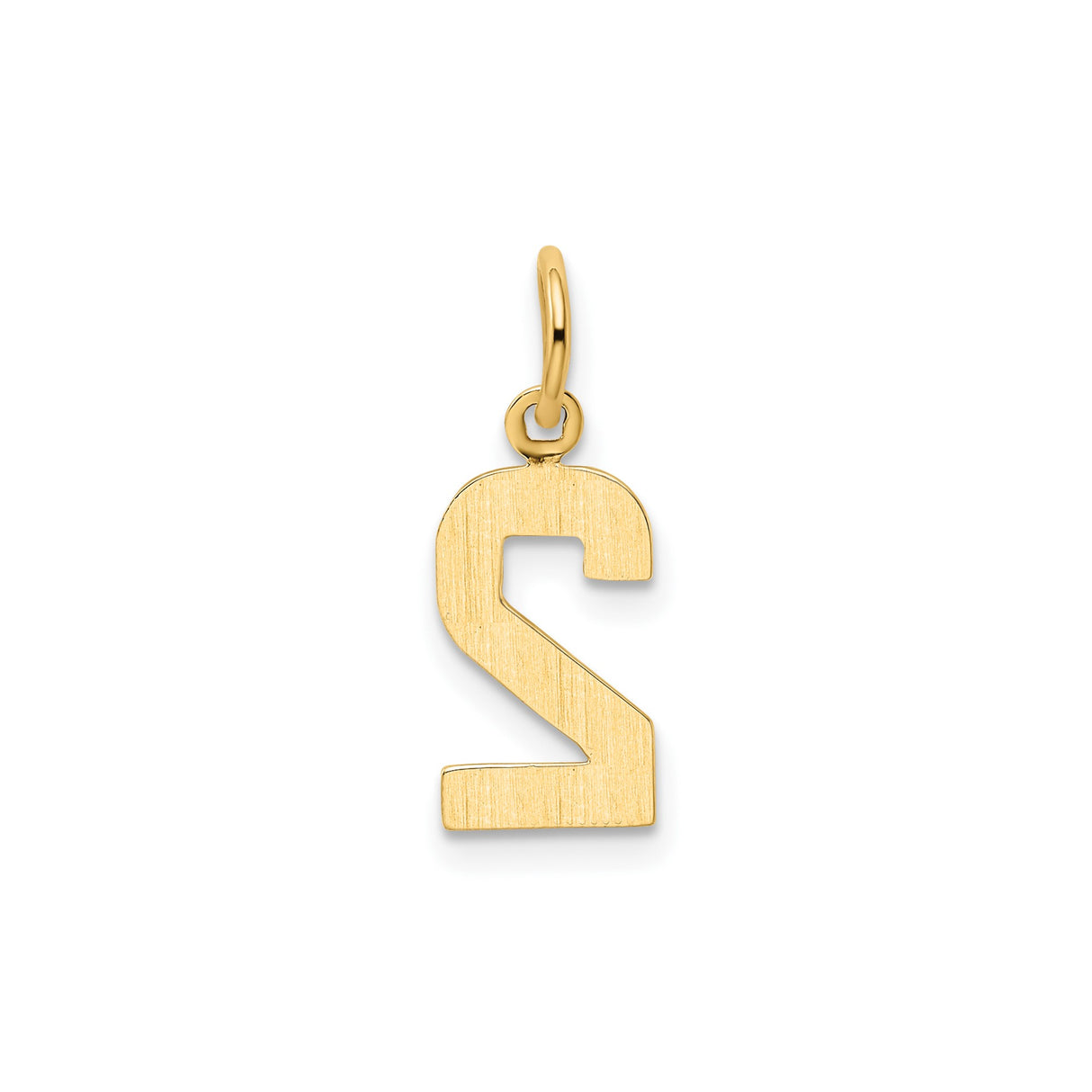 14k Yellow Gold Number 2 Pendant, Solid Polished Numeric Charm, Minimalist Unisex Jewelry