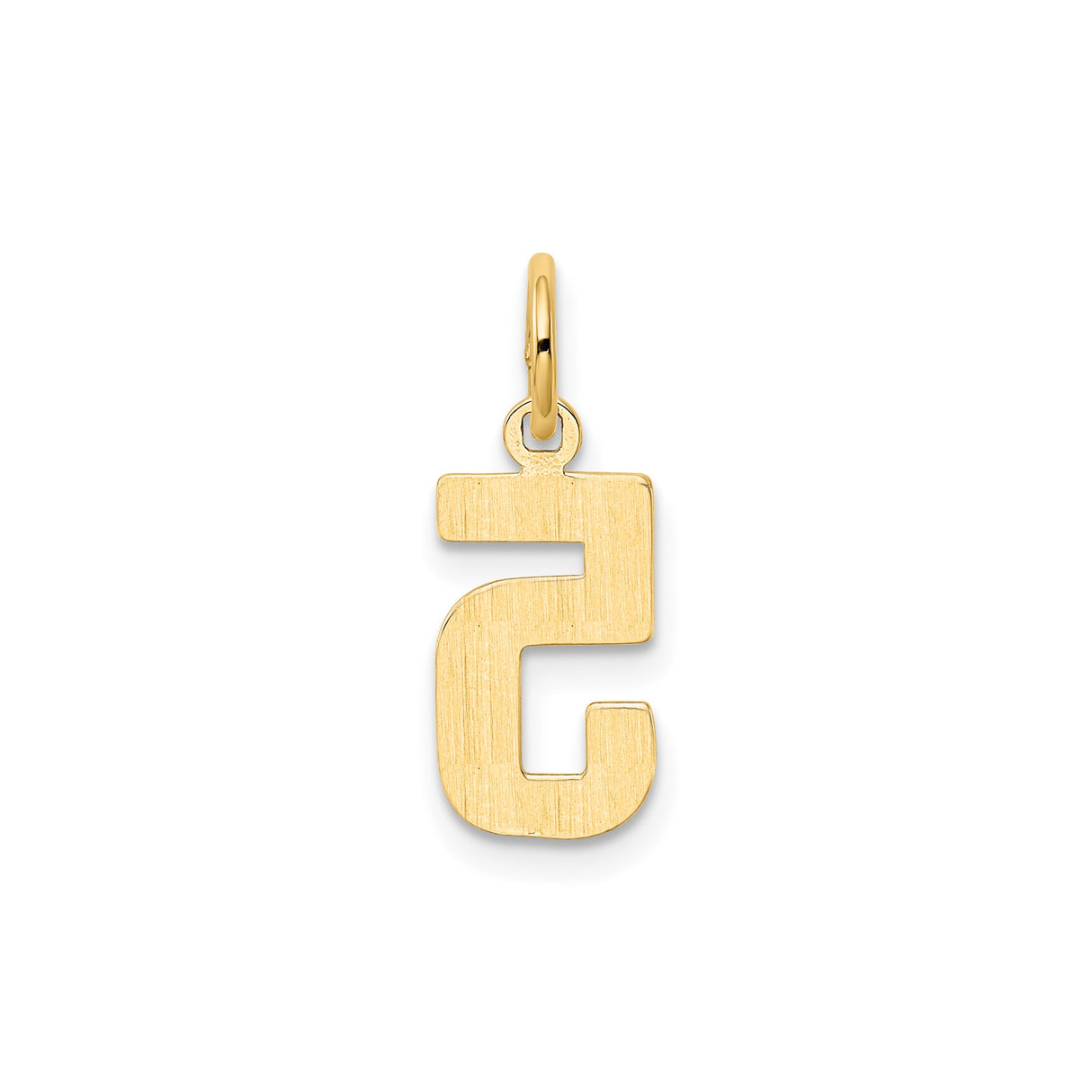 14k Yellow Gold Number 5 Pendant Charm, Polished Finish, Minimalist Unisex Jewelry