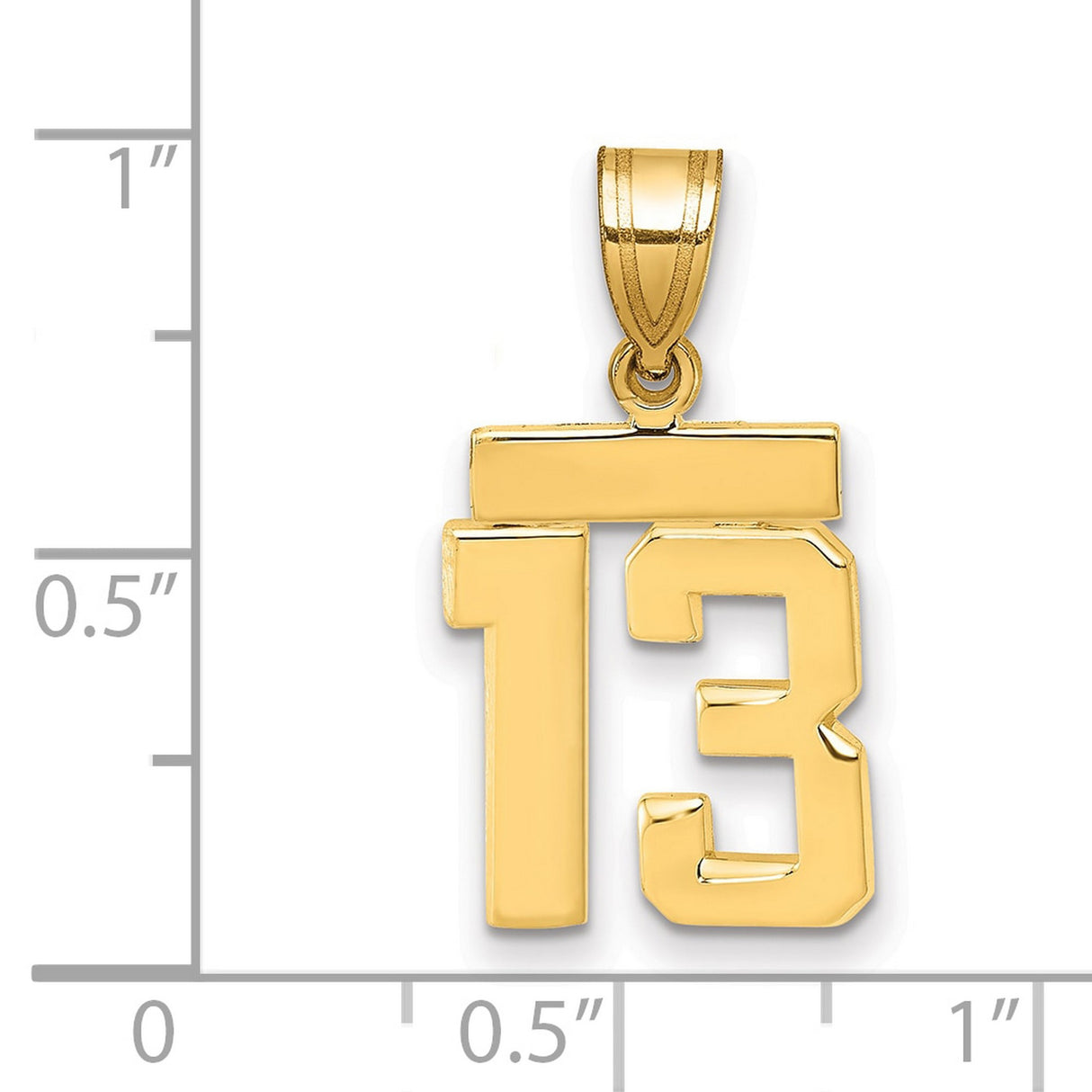 14k Yellow Gold Number 13 Pendant with Bold Block Design, Urban Streetwear Jewelry for Men