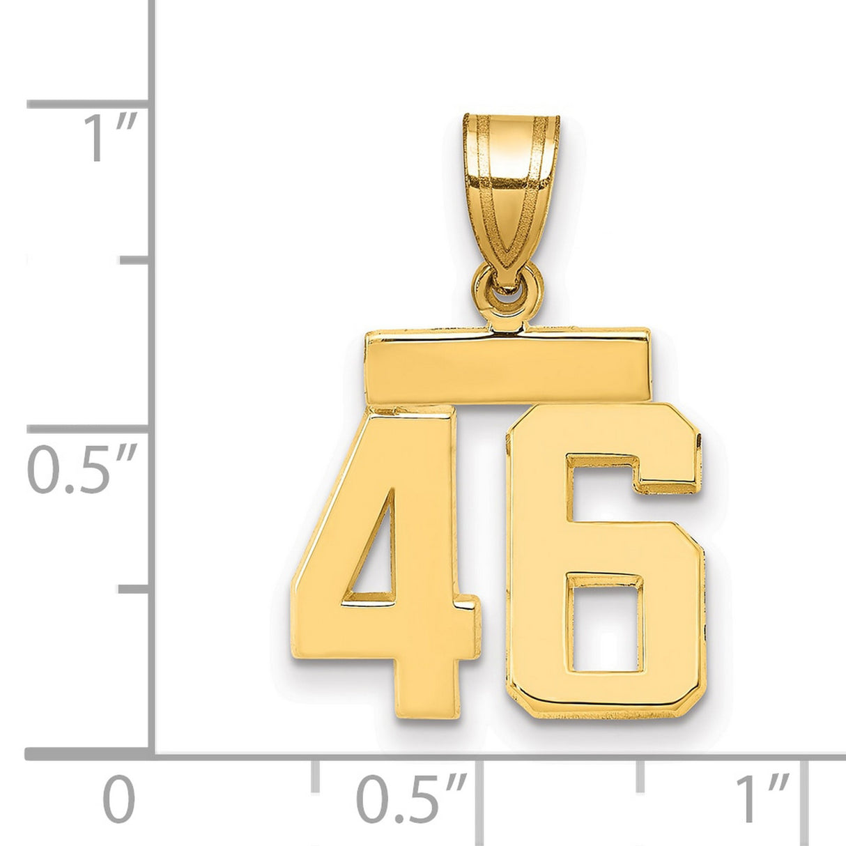 Small Polished Number 46 Charm Pendant in Real 14k Yellow Gold