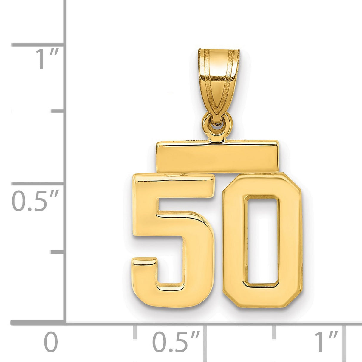 Small Polished Number 50 Charm Pendant in Real 14k Yellow Gold