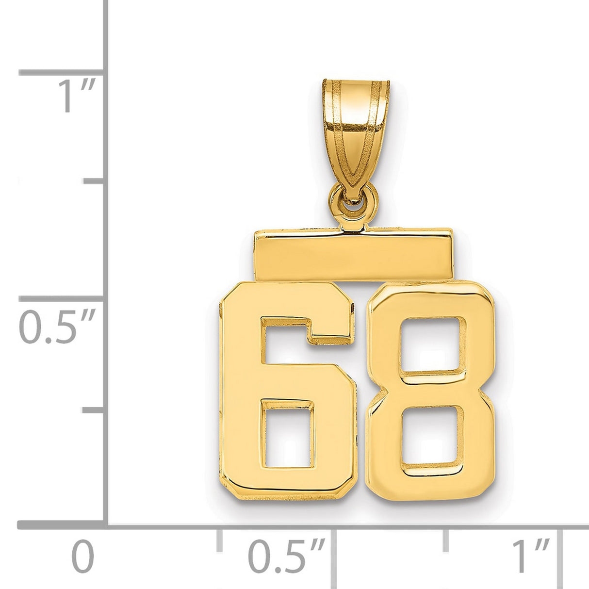 Small Polished Number 68 Charm Pendant in Real 14k Yellow Gold