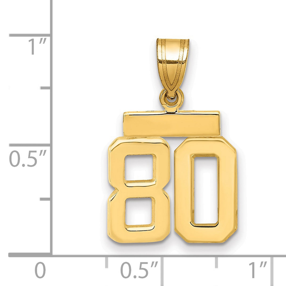 Small Polished Number 80 Charm Pendant in Real 14k Yellow Gold