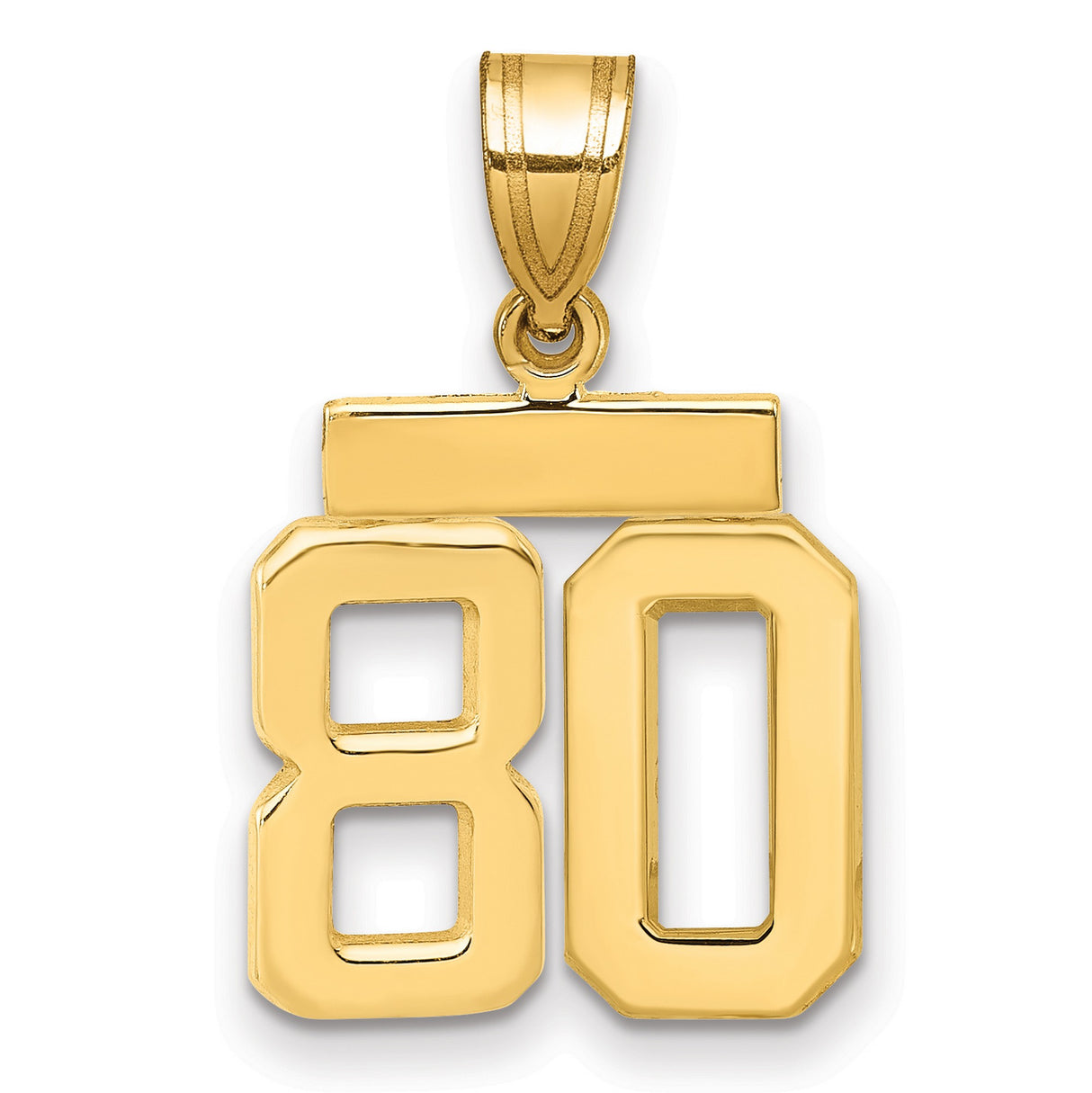 Small Polished Number 80 Charm Pendant in Real 14k Yellow Gold