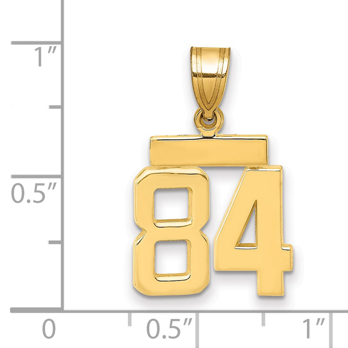 Small Polished Number 84 Charm Pendant in Real 14k Yellow Gold