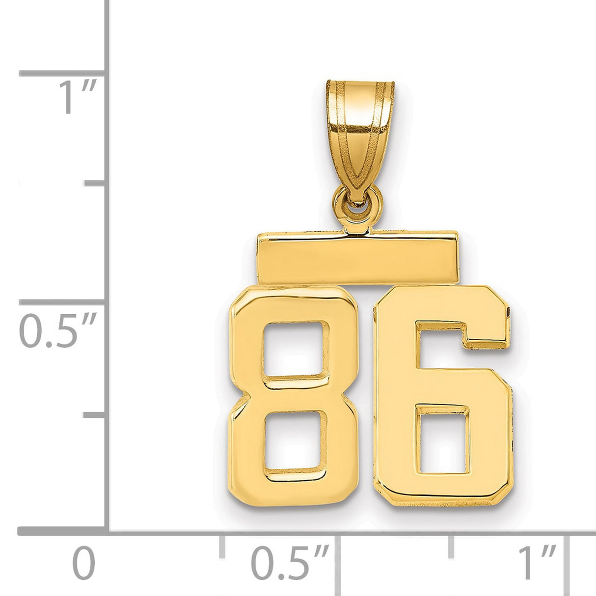 Small Polished Number 86 Charm Pendant in Real 14k Yellow Gold