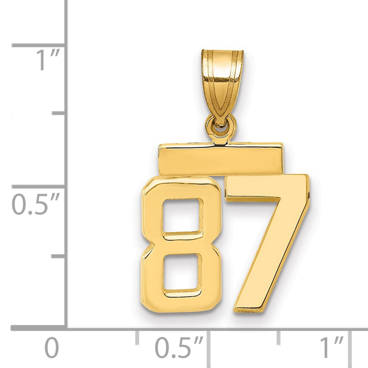 Small Polished Number 87 Charm Pendant in Real 14k Yellow Gold