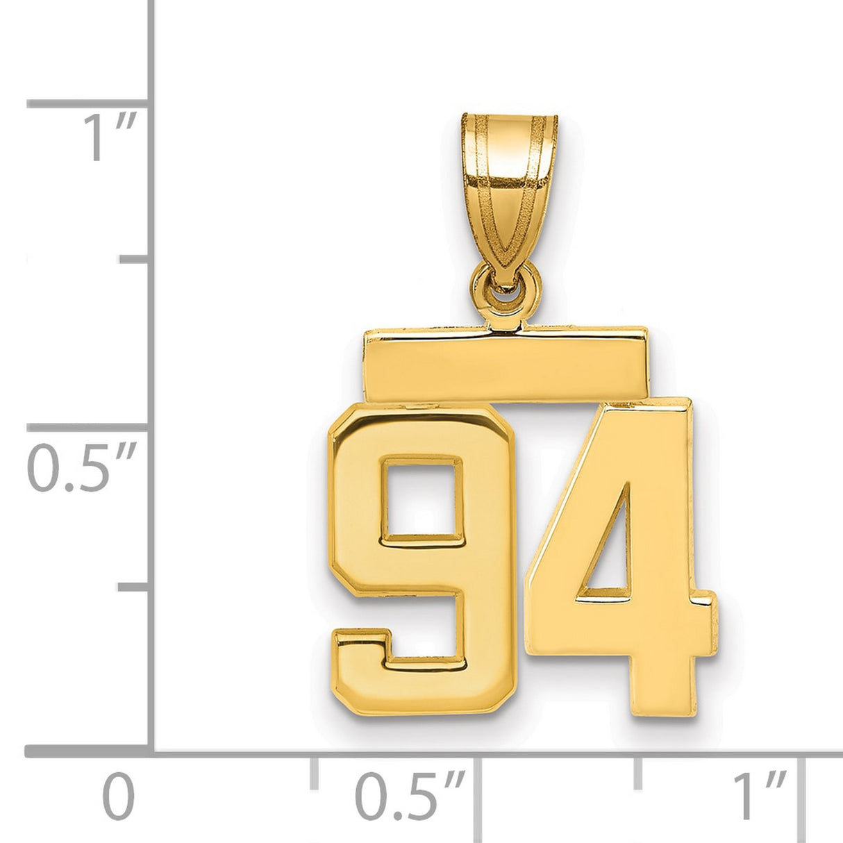 Small Polished Number 94 Charm Pendant in Real 14k Yellow Gold