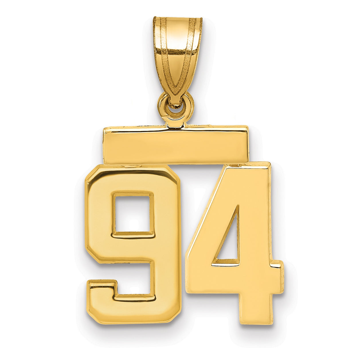 Small Polished Number 94 Charm Pendant in Real 14k Yellow Gold