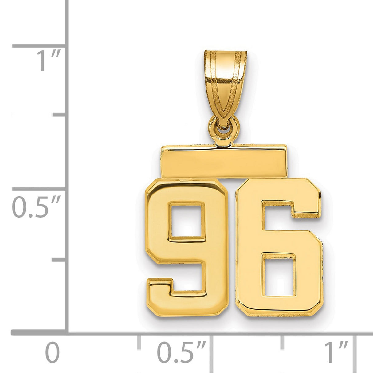 Small Polished Number 96 Charm Pendant in Real 14k Yellow Gold