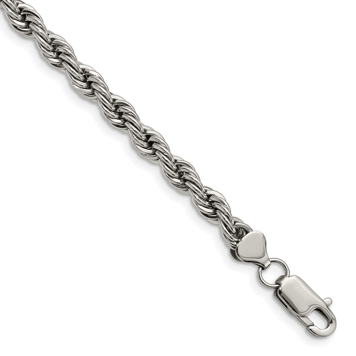 Stainless Steel 6 mm Rope Chain Anklet, Polished alternate angle