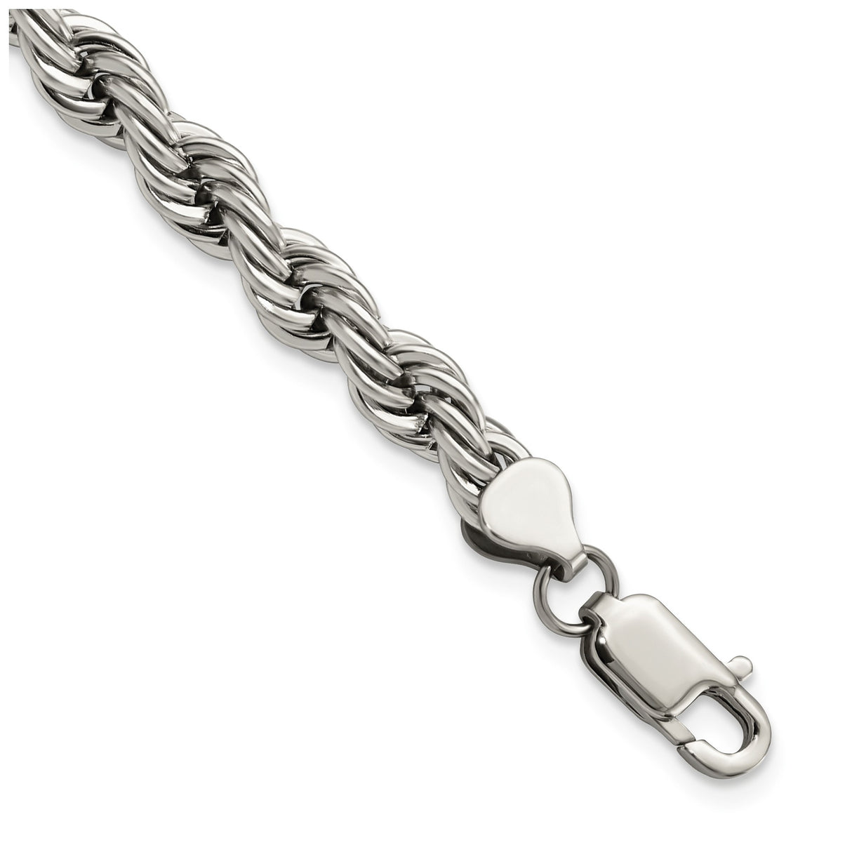 Stainless Steel Rope Chain Bracelet, 7 mm