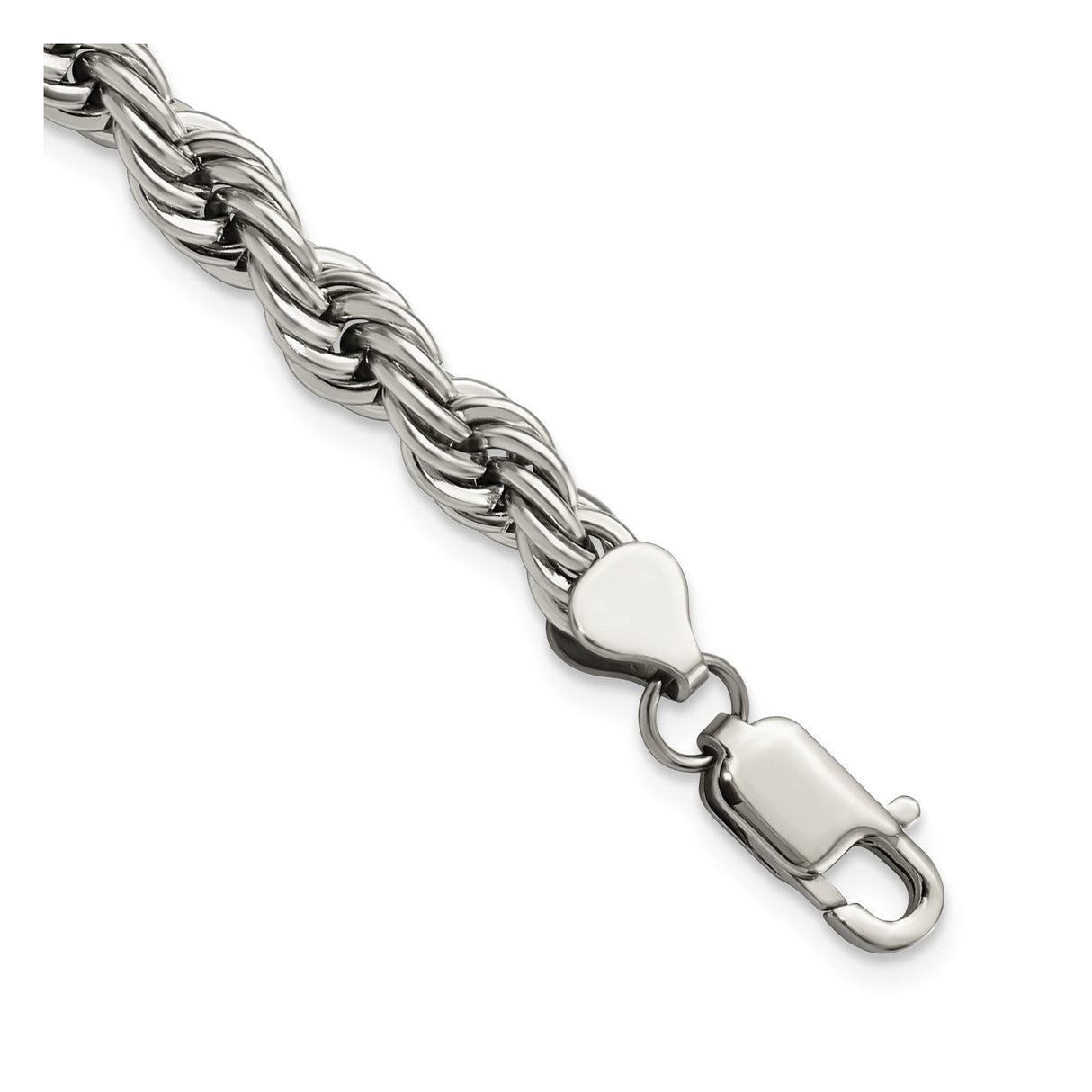 Stainless Steel Rope Chain Bracelet, 7 mm