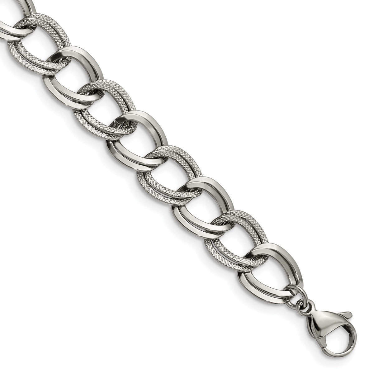 Stainless Steel 11.44 mm Curb Chain Bracelet, Polished alternate angle