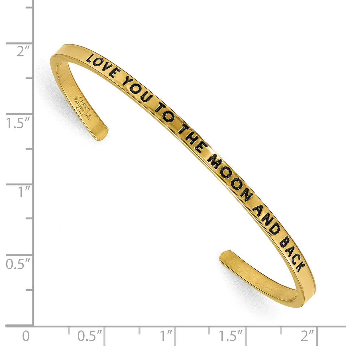 I Love You To The Moon And Back Words On Cuff Bangle Bracelet Charm Pendant in Real 316 Stainless Steel