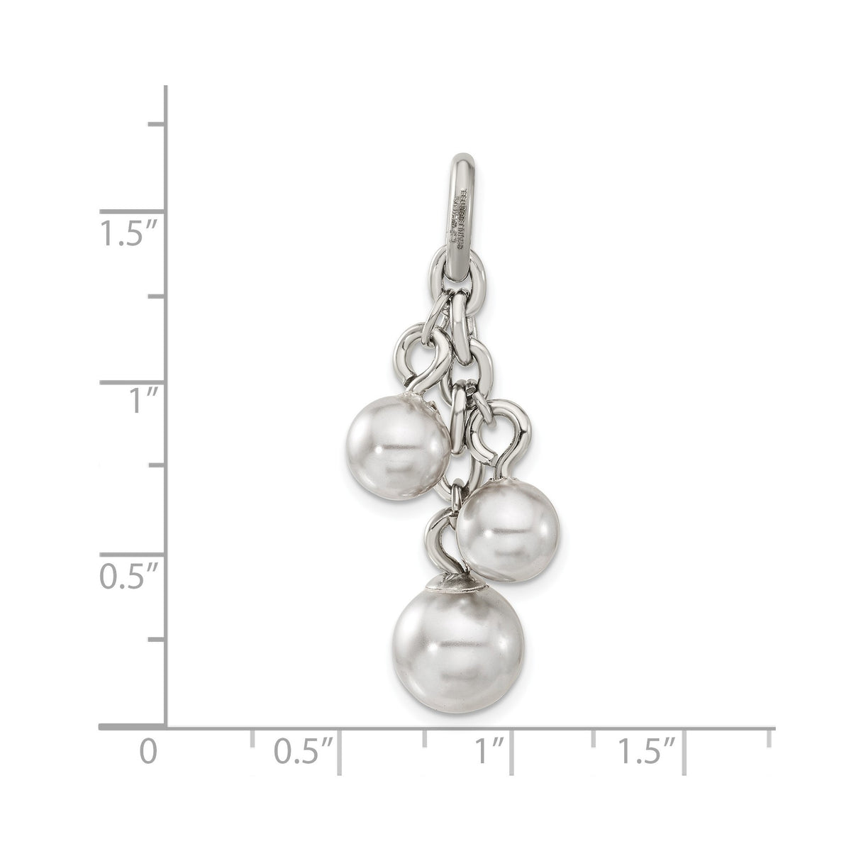 Grey Simulated Pearl Interchangeable Charm Pendant in Real 316 Stainless Steel