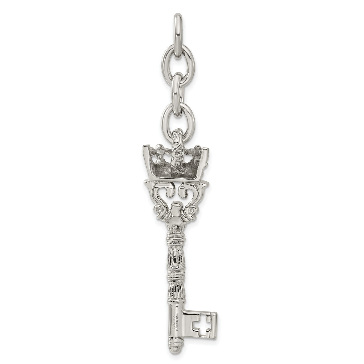 Crown and Key Interchangeable Charm Pendant in Real 316 Stainless Steel