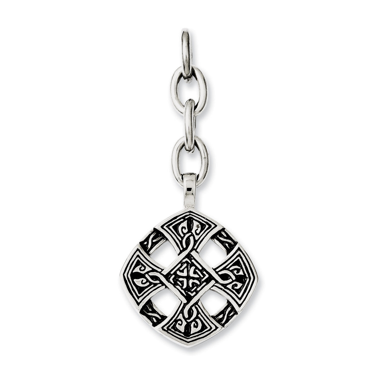 Antiqued Celtic Wheel Cross Dangle Charm Pendant in Real 316 Stainless Steel