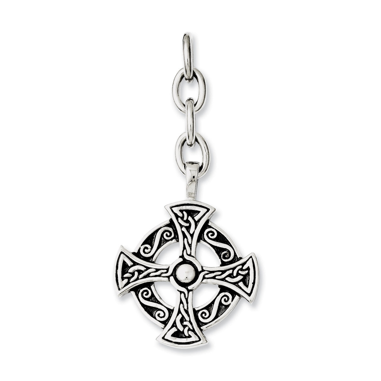 Celtic Style Pattee Cross Dangle in Antiqued Stainless Steel Charm Pendant in Real 316 Stainless Steel