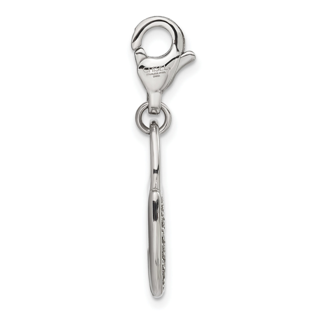 Polished and Crystal Lock Lobster Clasp Charm Pendant in Real 316 Stainless Steel