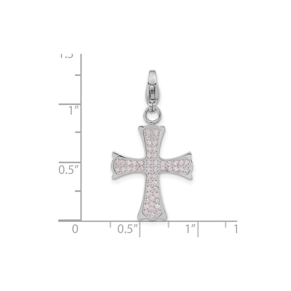 Stainless Steel Cross Pendant with Pink Cubic Zirconia, Unisex Minimalist Religious Jewelry