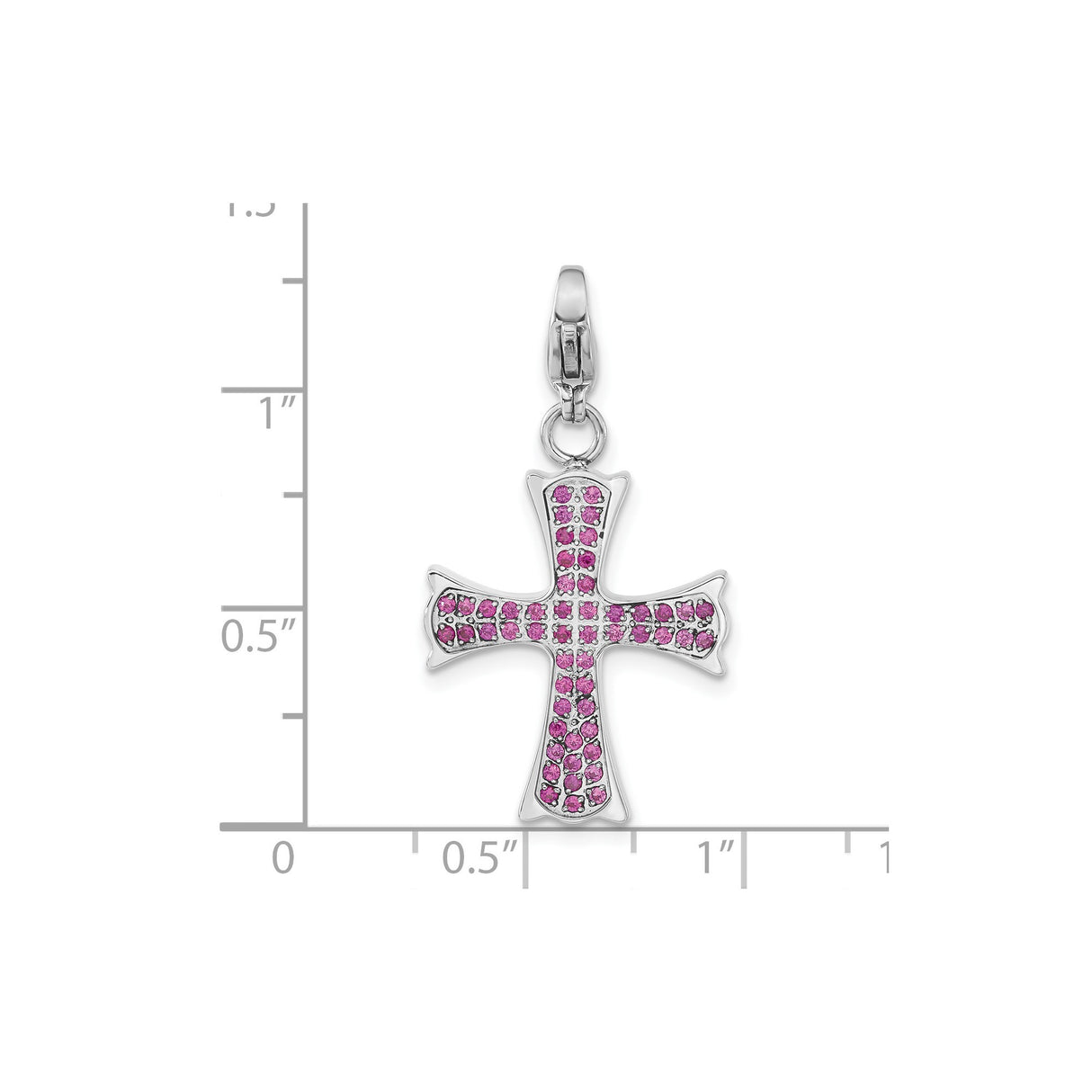 Stainless Steel Cross Pendant with Cubic Zirconia, Flared Design, Spiritual Jewelry