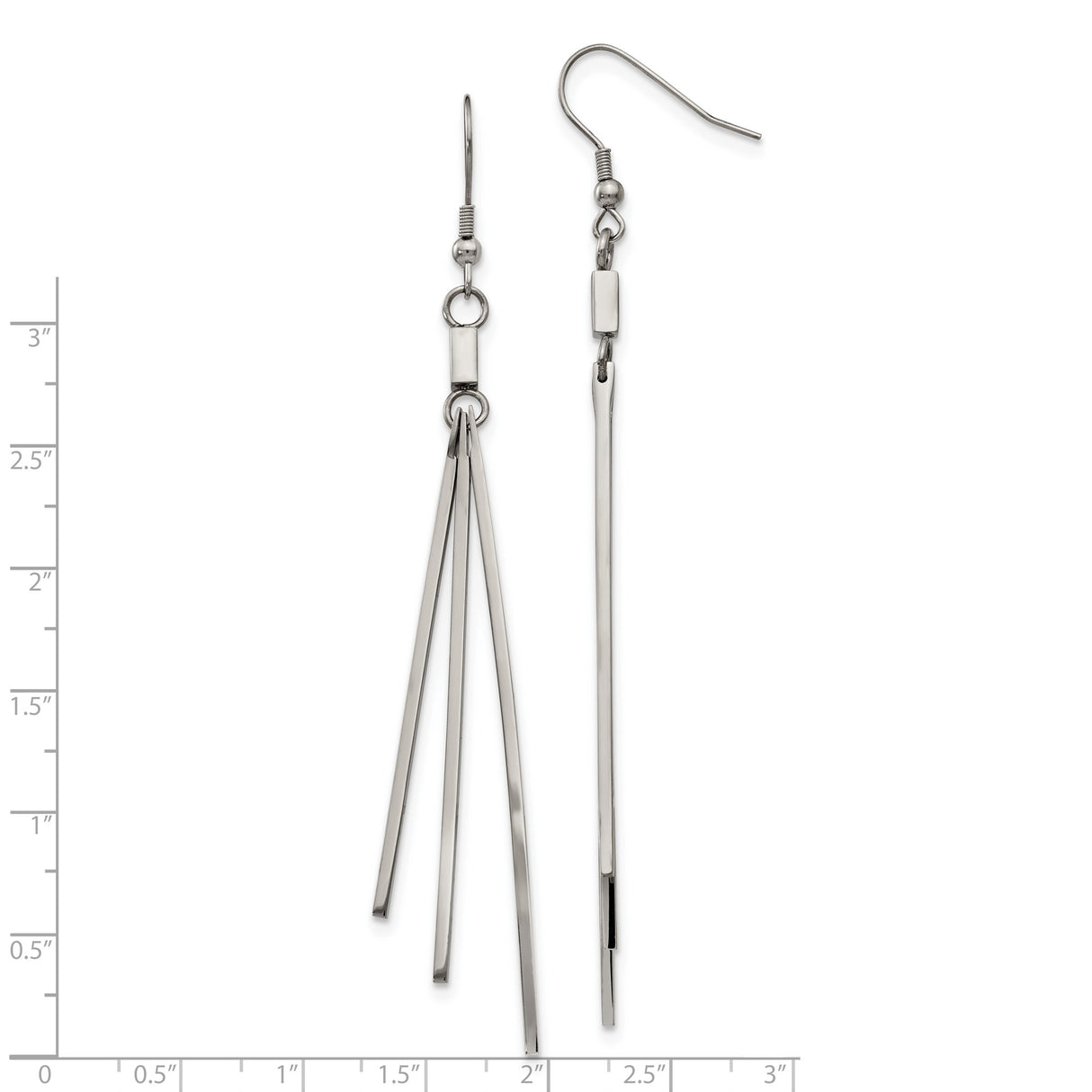 Stainless Steel Dangle Earrings, Lightweight Linear Bar Drop, Minimalist Geometric Style