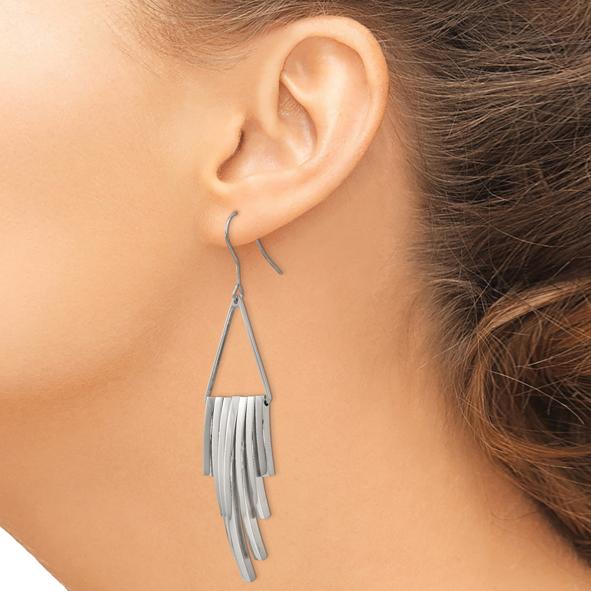 316 Stainless Steel Dangle Earrings with Geometric Vertical Bars, Minimalist Modern Design