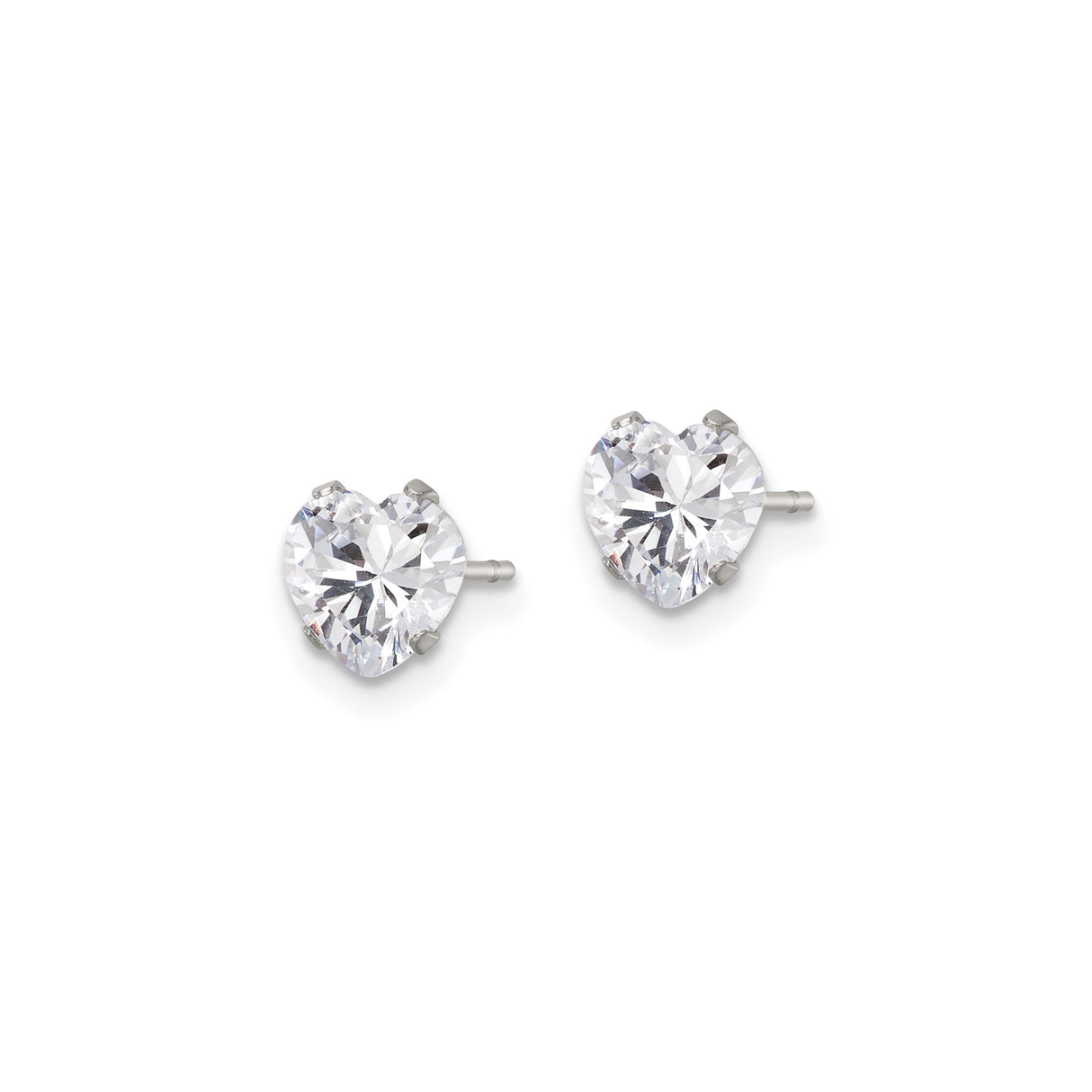 Stainless Steel Heart-Shaped Stud Earrings with Cubic Zirconia, Minimalist Design