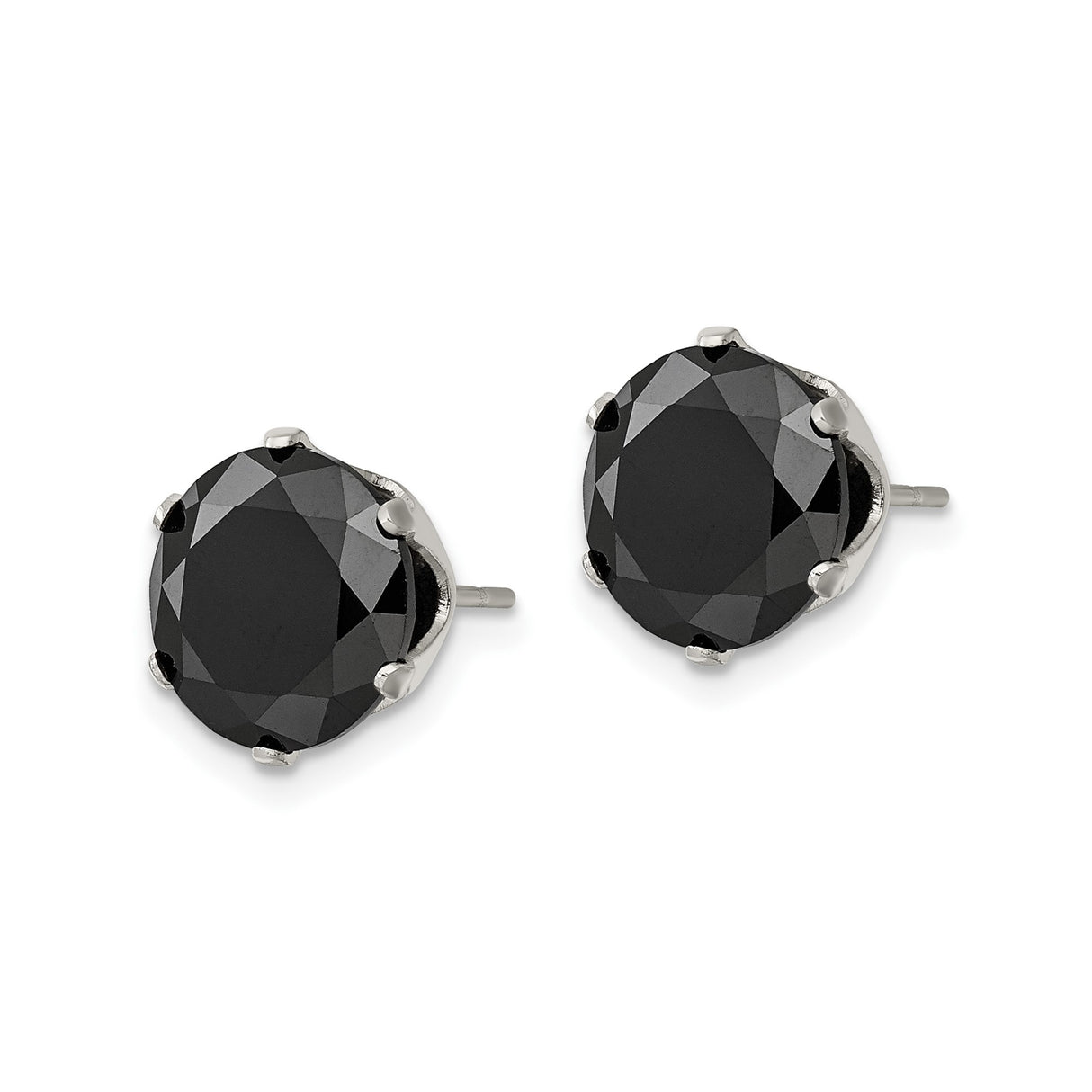 Stainless Steel Stud Earrings with Cubic Zirconia, Modern Minimalist Unisex Design