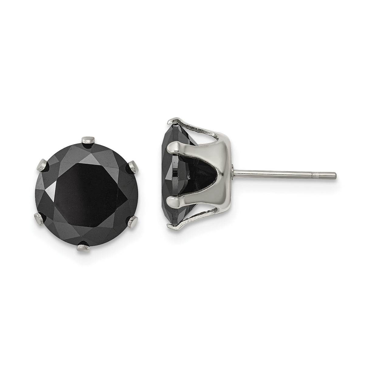 Stainless Steel Stud Earrings with Cubic Zirconia, Modern Minimalist Unisex Design