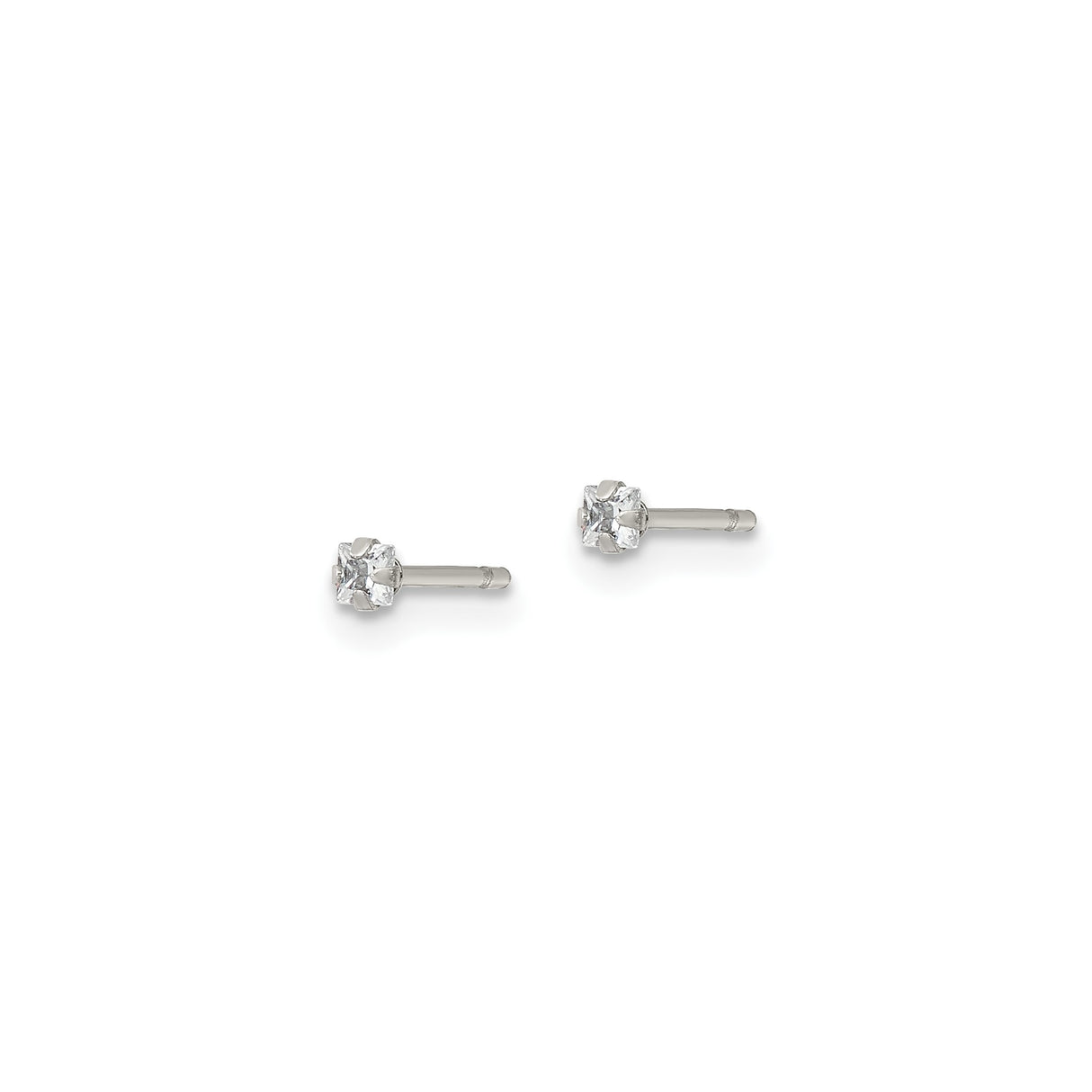 Stainless Steel Stud Earrings with Cubic Zirconia, Six Prong Setting, Hypoallergenic Design
