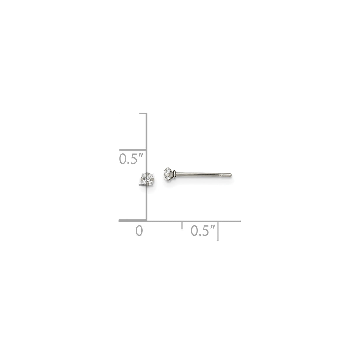 Stainless Steel Stud Earrings with Cubic Zirconia, Six Prong Setting, Hypoallergenic Design