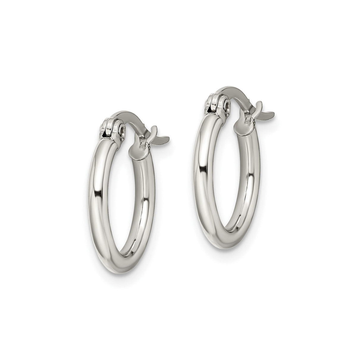 Stainless Steel Hoop Earrings, Polished Round Design with Latch Back, Unisex Minimalist Style
