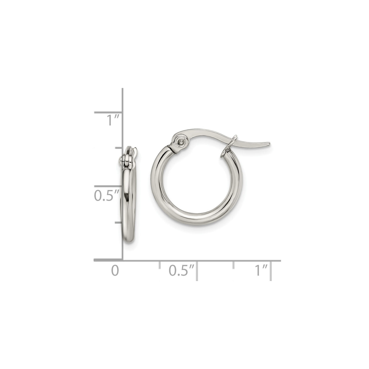 Stainless Steel Hoop Earrings, Polished Round Design with Latch Back, Unisex Minimalist Style