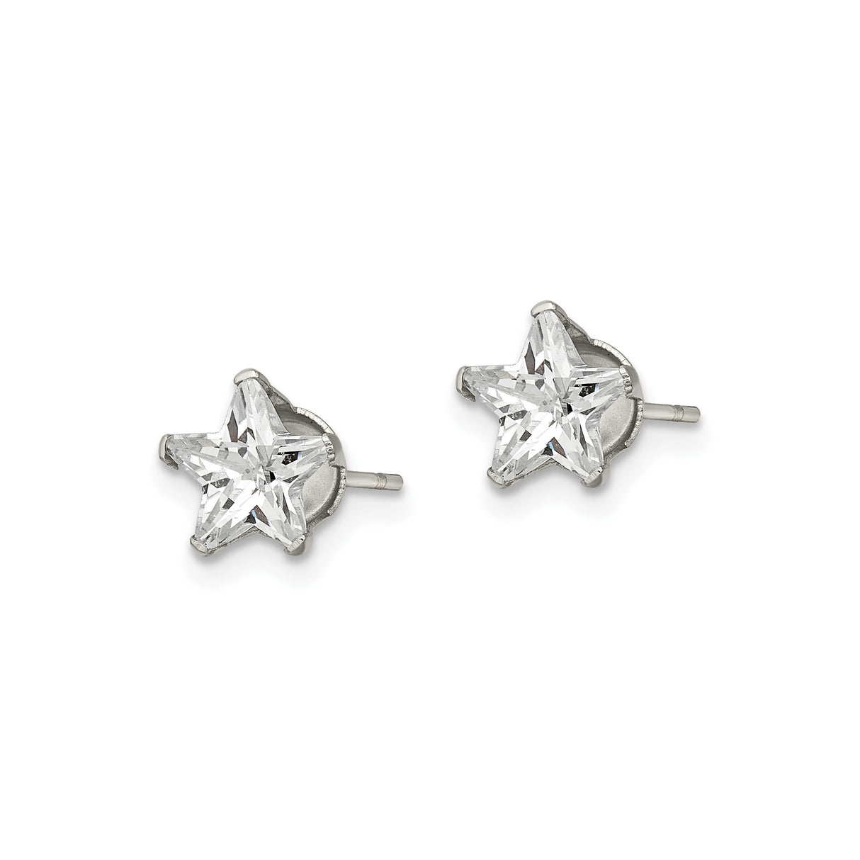 Stainless Steel Star Earrings with Cubic Zirconia Center, Minimalist Celestial Studs for Women