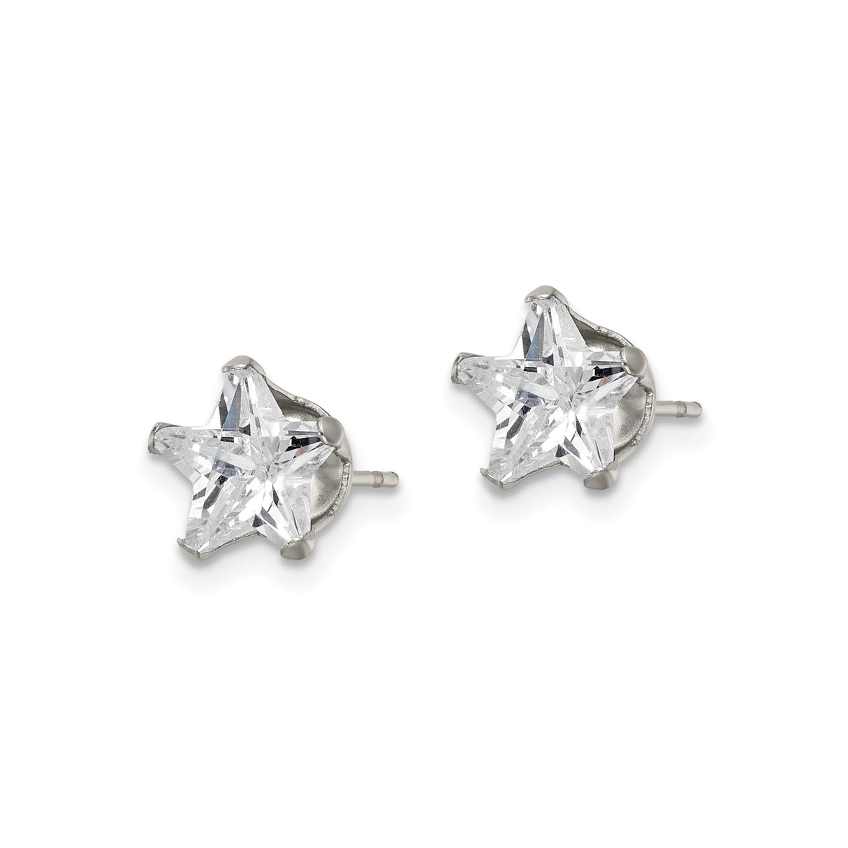 Stainless Steel Star Stud Earrings with Cubic Zirconia, Minimalist Hypoallergenic Design