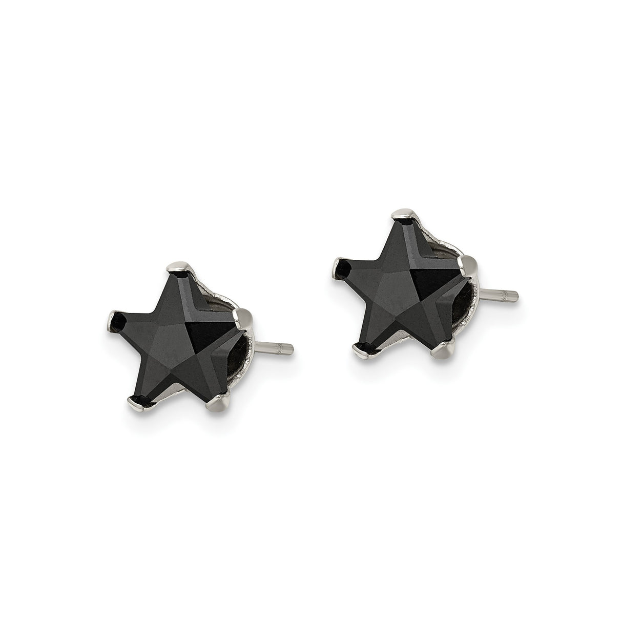 Stainless Steel Star Stud Earrings with Cubic Zirconia, Celestial Unisex Design