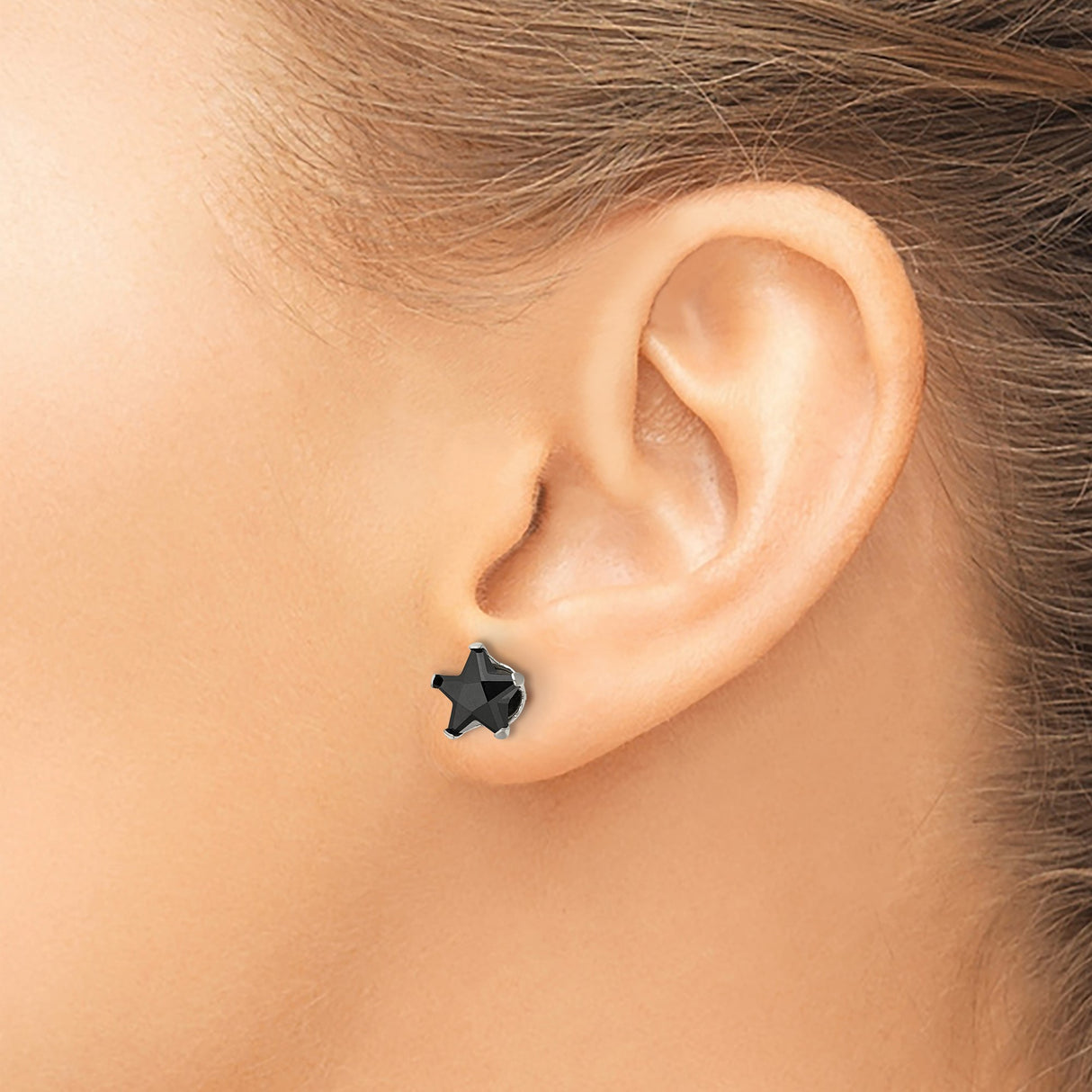 Stainless Steel Star Stud Earrings with Cubic Zirconia, Celestial Unisex Design