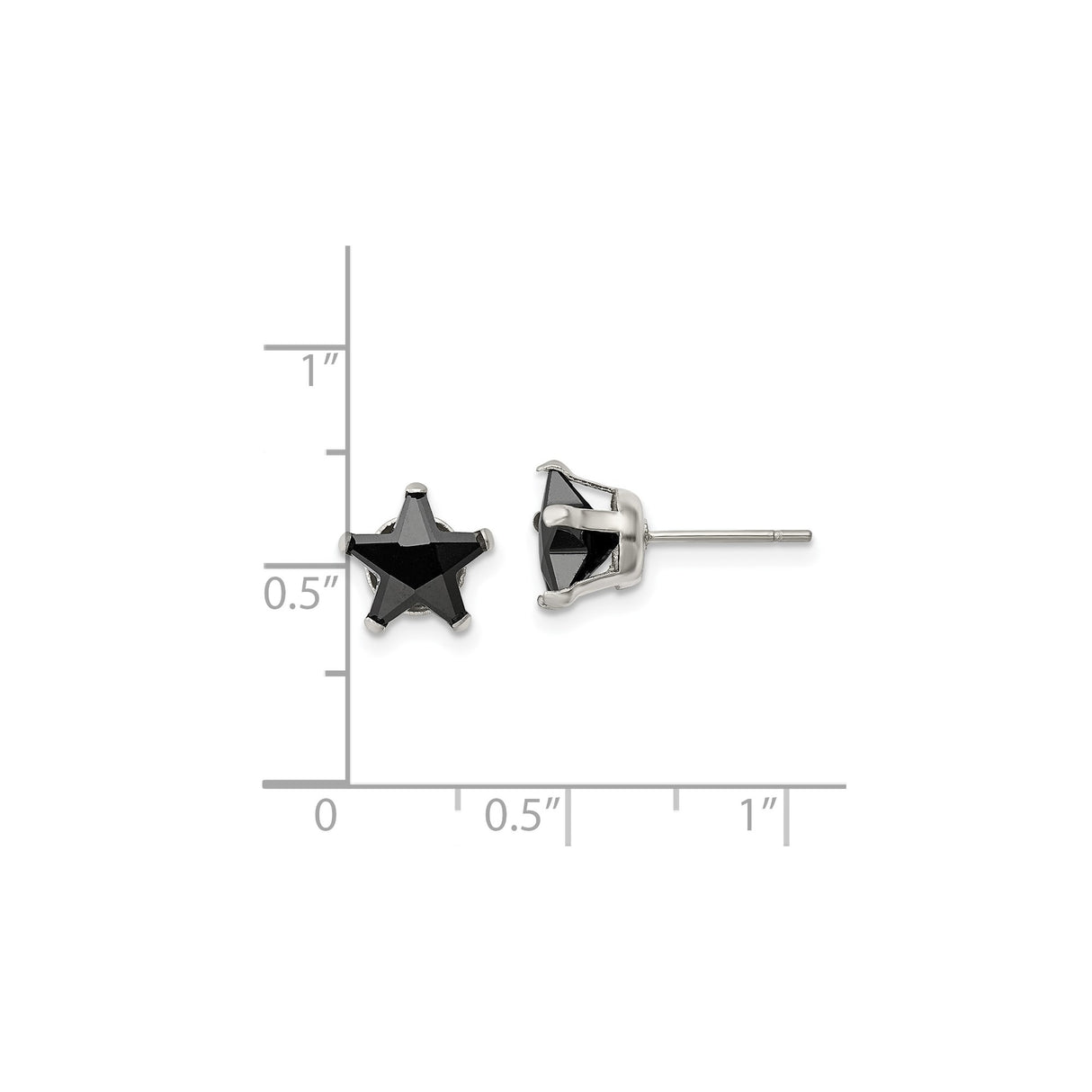 Stainless Steel Star Stud Earrings with Cubic Zirconia, Celestial Unisex Design