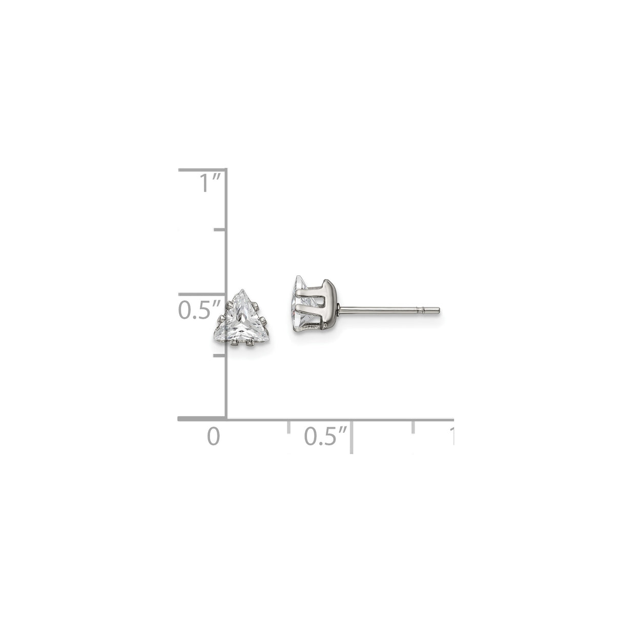 Stainless Steel Triangle Stud Earrings with Cubic Zirconia, Minimalist Geometric Design