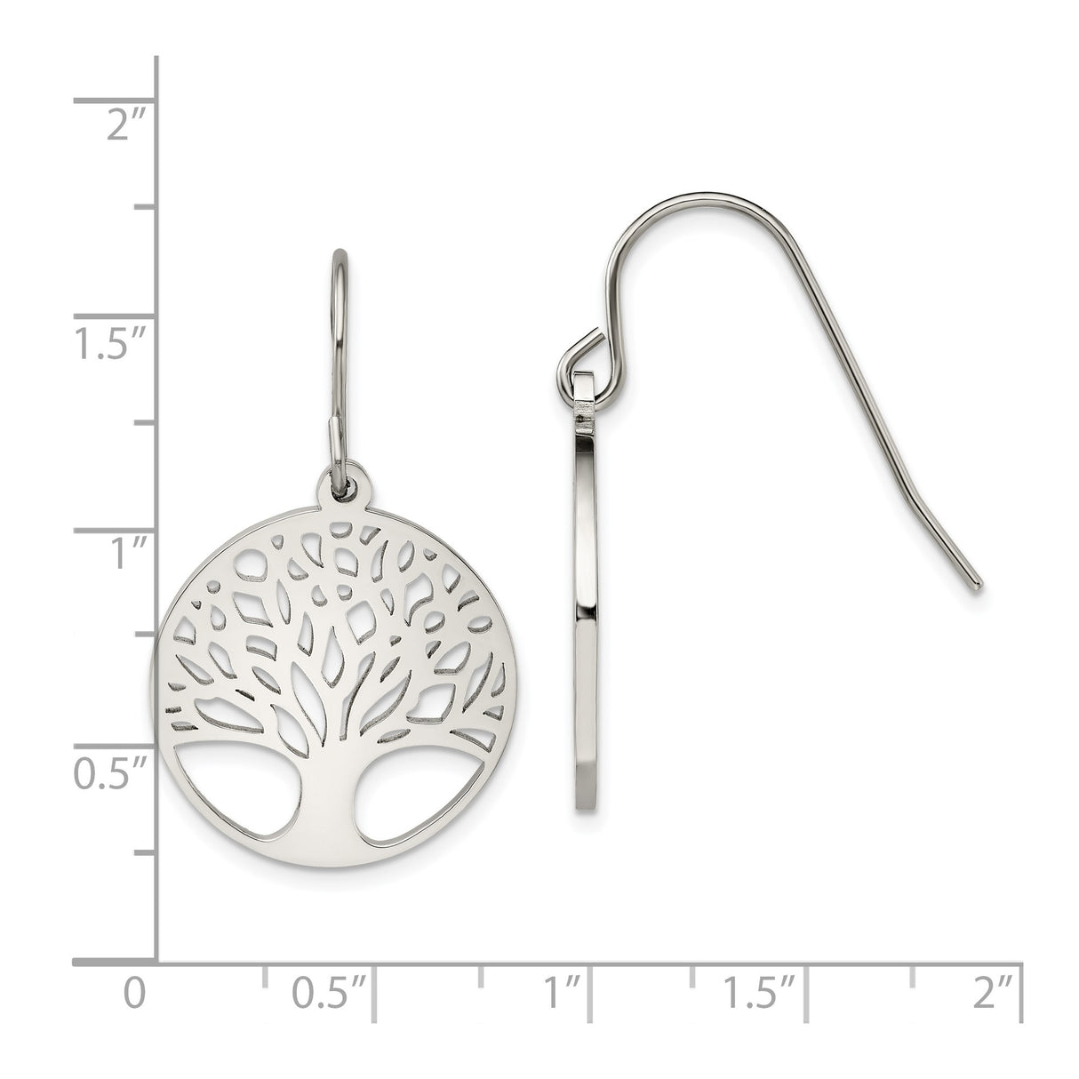 Stainless Steel Tree of Life Dangle Earrings, Round Cutout Boho Design for Women