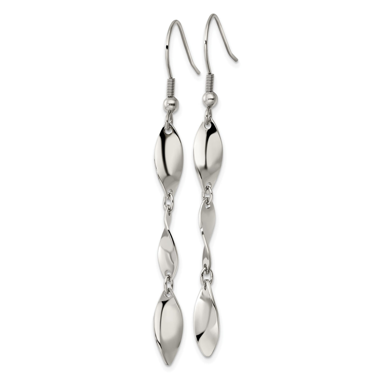 Stainless Steel Dangle Earrings with Twisted Teardrop and Linked Design for Women