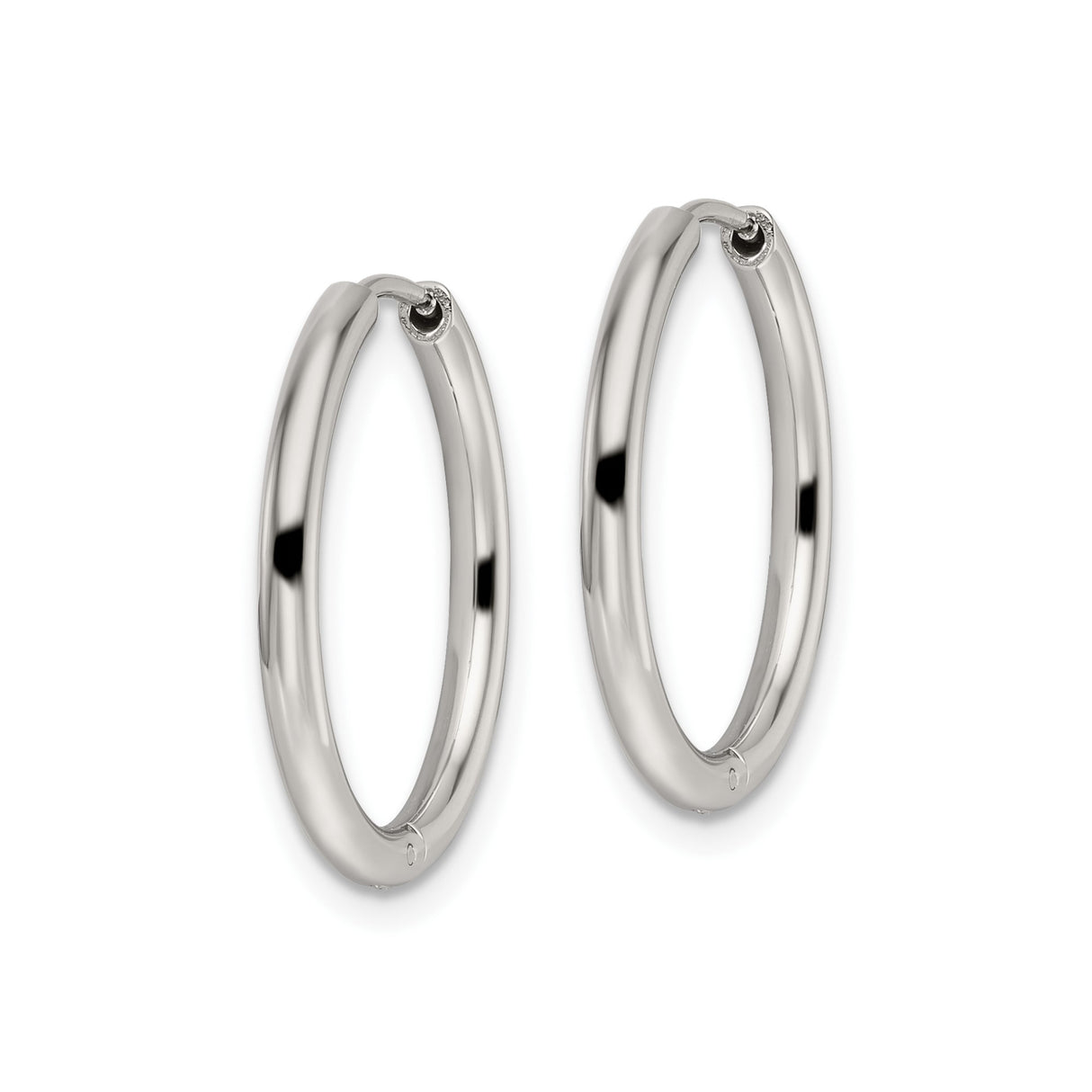 Stainless Steel Hoop Earrings, Classic Round Polished Huggie Style, Unisex Minimalist Design
