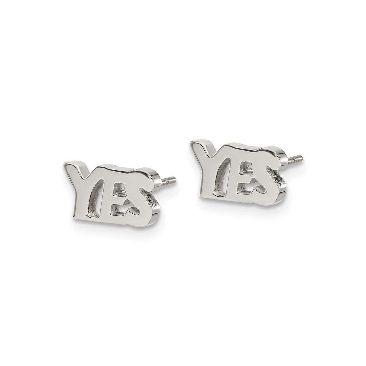 Stainless Steel YES Cutout Stud Earrings, Bold Affirmation Jewelry for Women and Unisex Wear