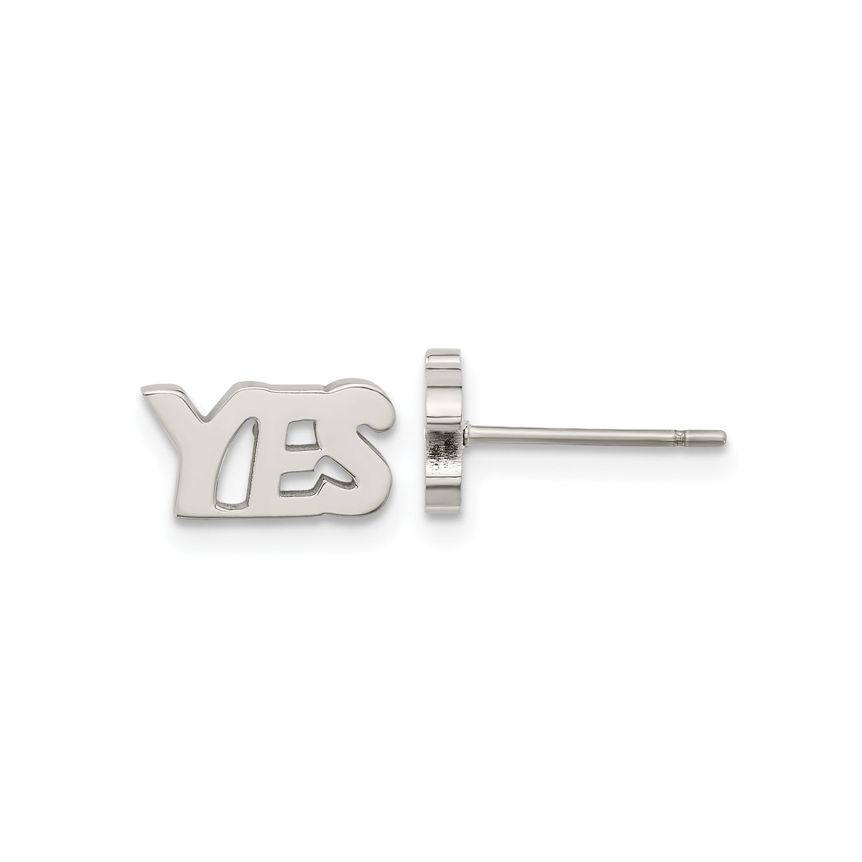 Stainless Steel YES Cutout Stud Earrings, Bold Affirmation Jewelry for Women and Unisex Wear