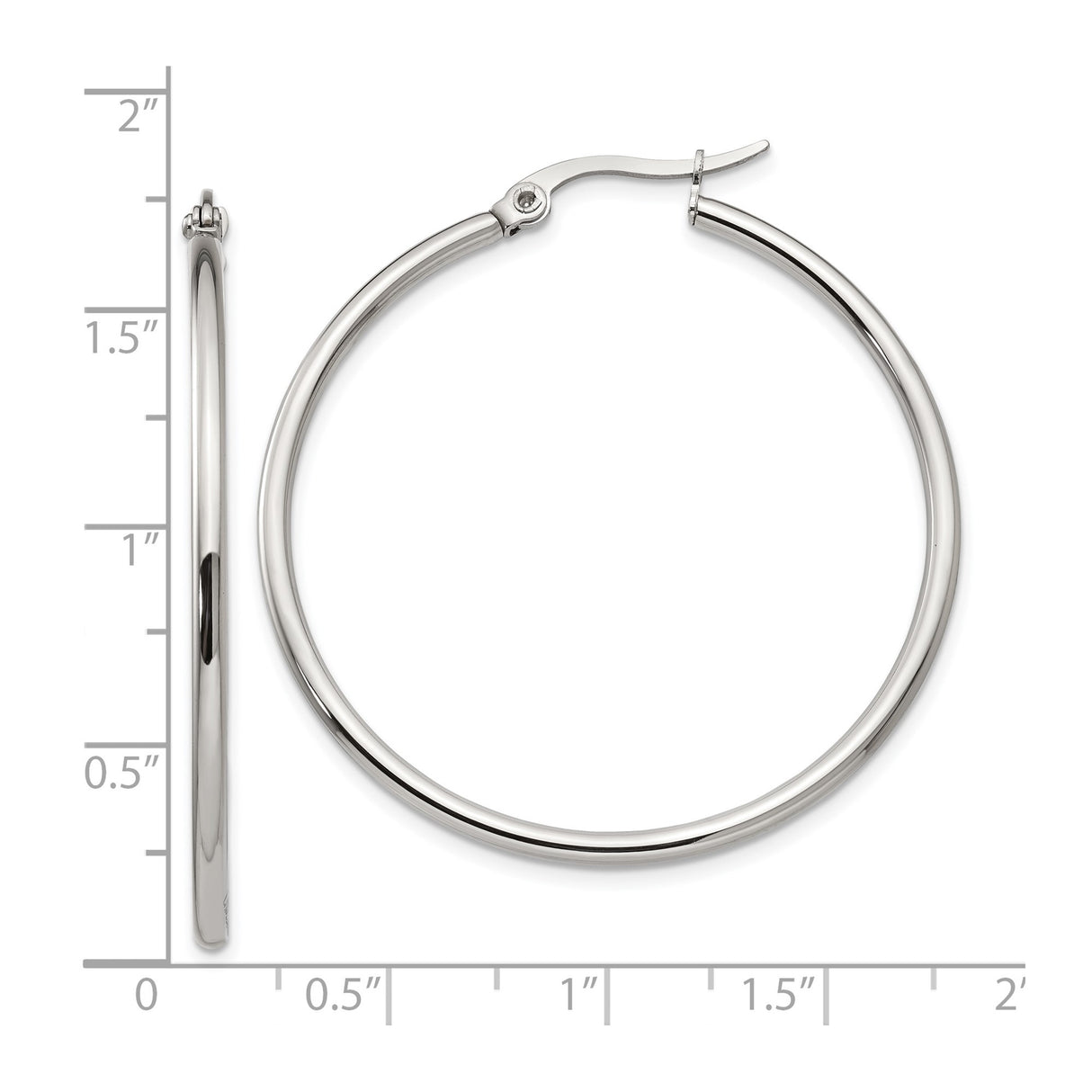 Stainless Steel Hoop Earrings, Large Silver Tone Polished Minimalist Style for Women