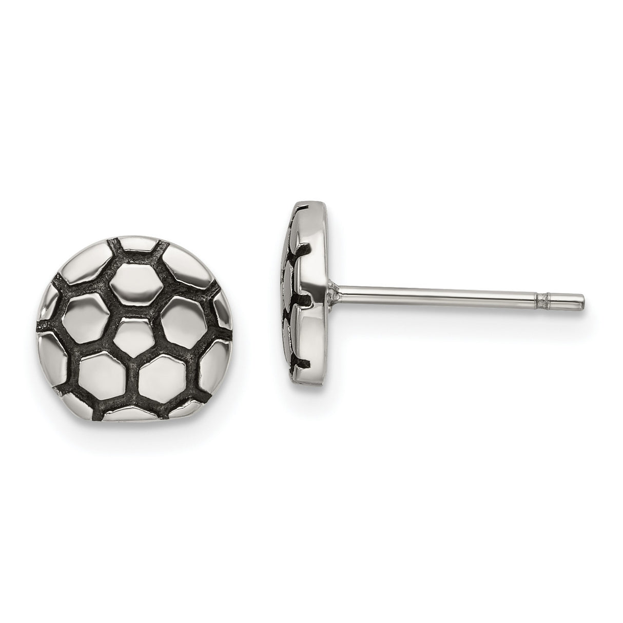 316 Stainless Steel Soccer Ball Stud Earrings with Hexagon Design, Unisex Sports Jewelry
