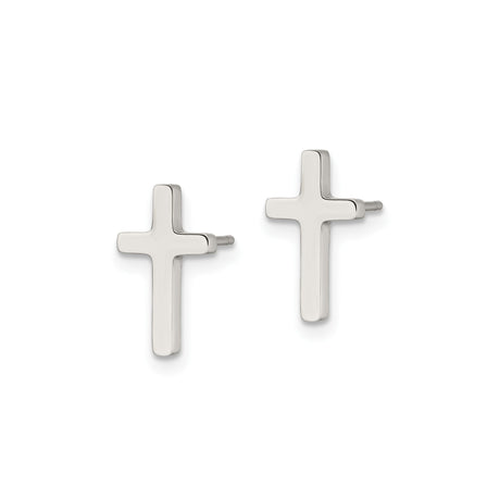 Stainless Steel Cross Stud Earrings, Polished Minimalist Design